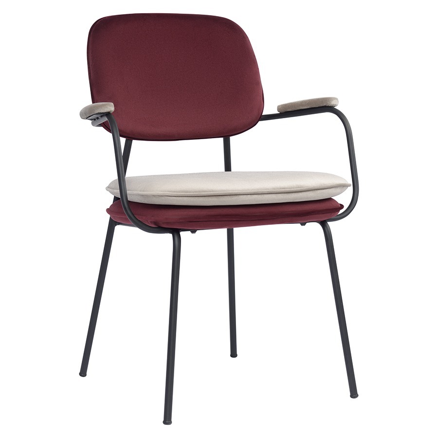 Фото Стул с подлокотниками pea, велюр, бордовый/бежевый (77077) - интернет-магазин МегаТерем в Москве