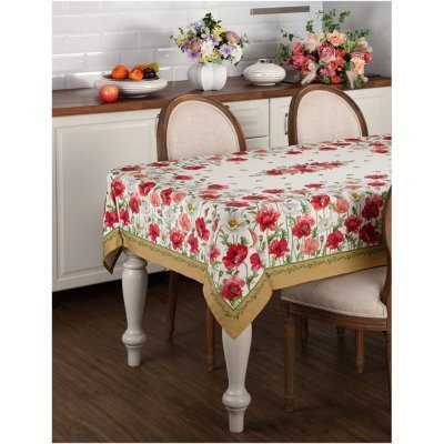 Скатерть маки 140х180 ,крем...