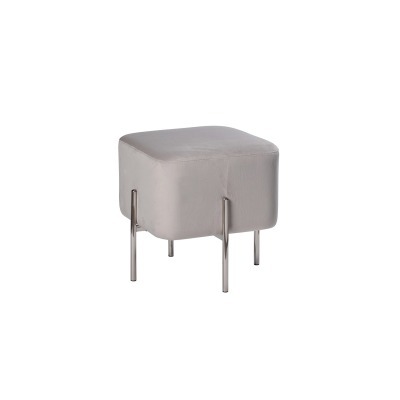 Банкетка велюр светло-серый/хром 42*42*44см (TT-00007817)