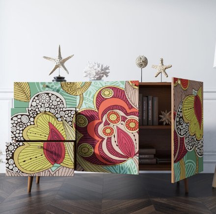 Фото Комод Berber с двумя дверками и ящиками принт 6 арт BB17/Print_06-ET - интернет-магазин МегаТерем в Москве