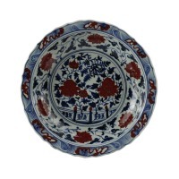 Ваза декоративная RZEZ09-B, 43 см, фарфор, Blue/white/red, ROOMERS FURNITURE