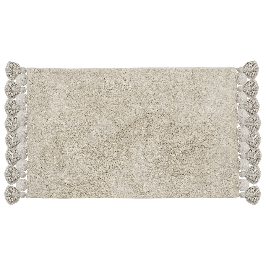 Фото Коврик для ванной ворсовый с кисточками светло-серого цвета из коллекции essential, 50х80 см (76139) - интернет-магазин МегаТерем в Москве
