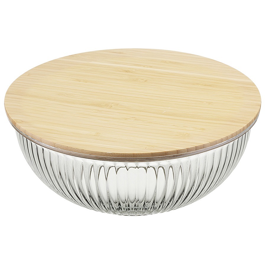 Фото Чаша стеклянная с бамбуковой крышкой harmy, 3,5 л (75867) - интернет-магазин МегаТерем в Москве