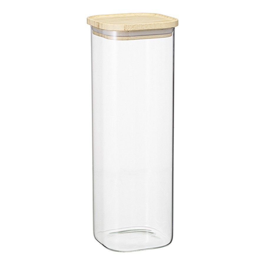 Фото Банка для хранения квадратная glass bamboo, 2,2 л (77501) - интернет-магазин МегаТерем в Москве