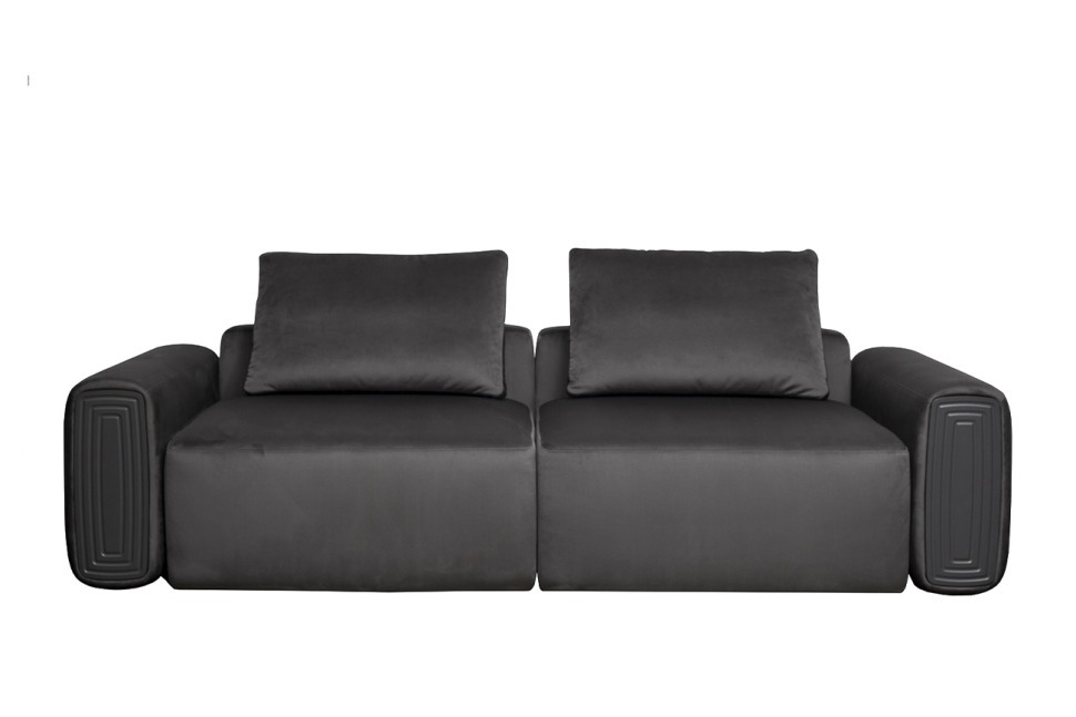 Фото Диван трехместный Turin с мех т.серый велюр Colt1003 255*120**68см (TT-00016437) - интернет-магазин МегаТерем в Москве