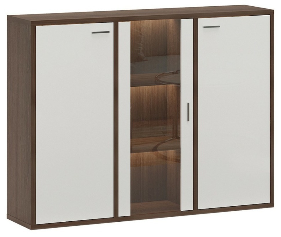 Фото Тумба-витрина Домино СУ(ш3в1)+2ФГ+1ФС MER_SUsh3v1-2FG-1FS-SHBE-shamoni-CH-belyj - интернет-магазин МегаТерем в Москве