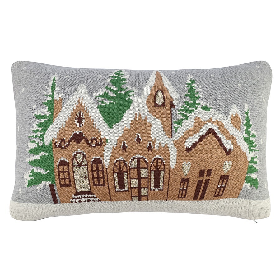 Фото Подушка вязаная с новогодним рисунком christmas village из коллекции new year essential, 40x60 см (79347) - интернет-магазин МегаТерем в Москве