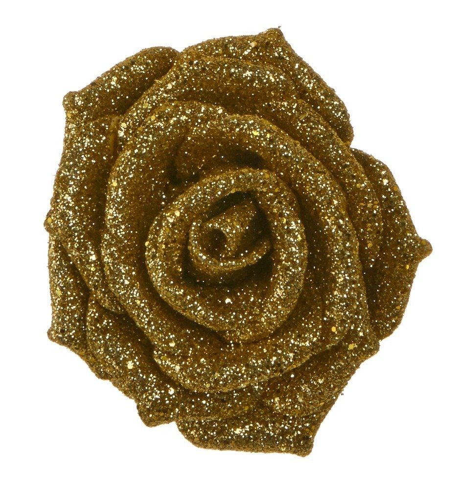 Фото Декор роза золото ø 9см клипса (83420)  - интернет-магазин МегаТерем в Москве