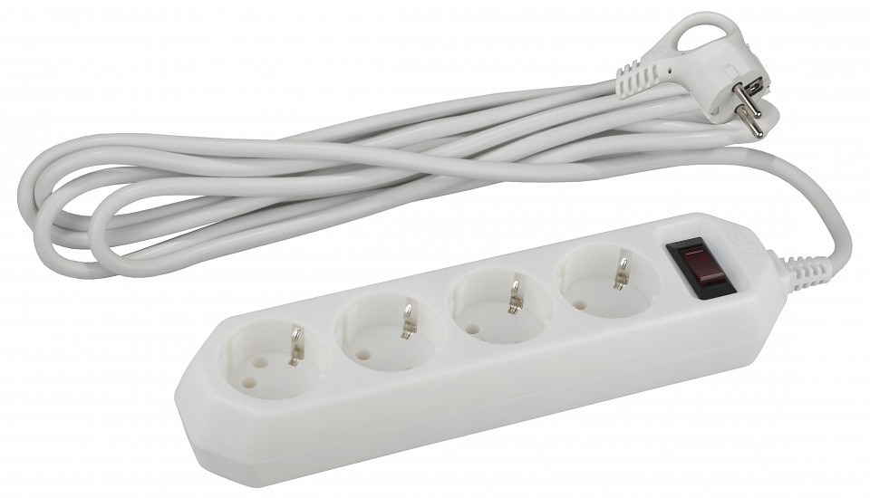 Фото Удлинитель с выключателем Эра  USF-M-4es-1.5m-W ER_B0019741 - интернет-магазин МегаТерем в Москве