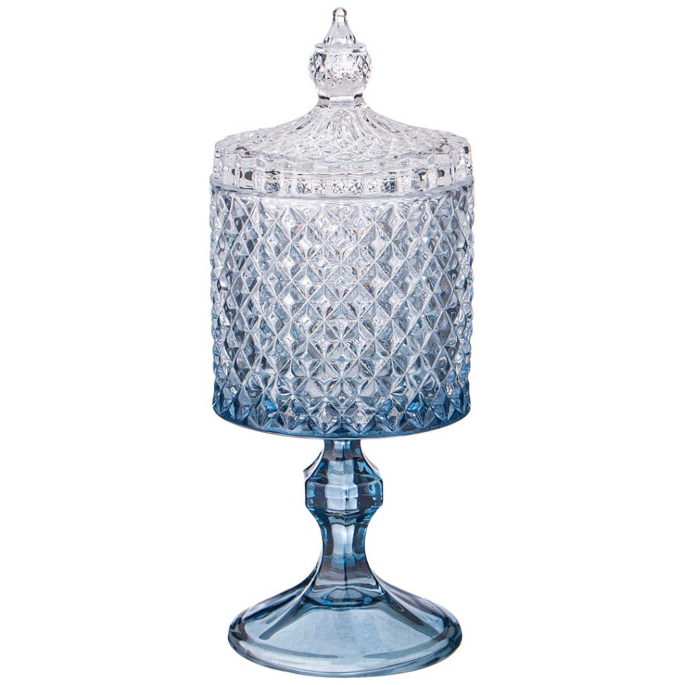 Фото Емкость для хранения на ножке diamant blue 8,5*8,5*23см Lefard (355-313) - интернет-магазин МегаТерем в Москве