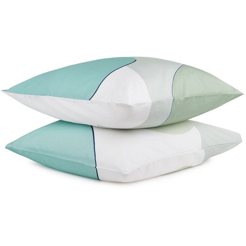 Фото Набор из двух наволочек из сатина  мятного цвета с авторским принтом из коллекции freak fruit, 70х70 см (70535) - интернет-магазин МегаТерем в Москве