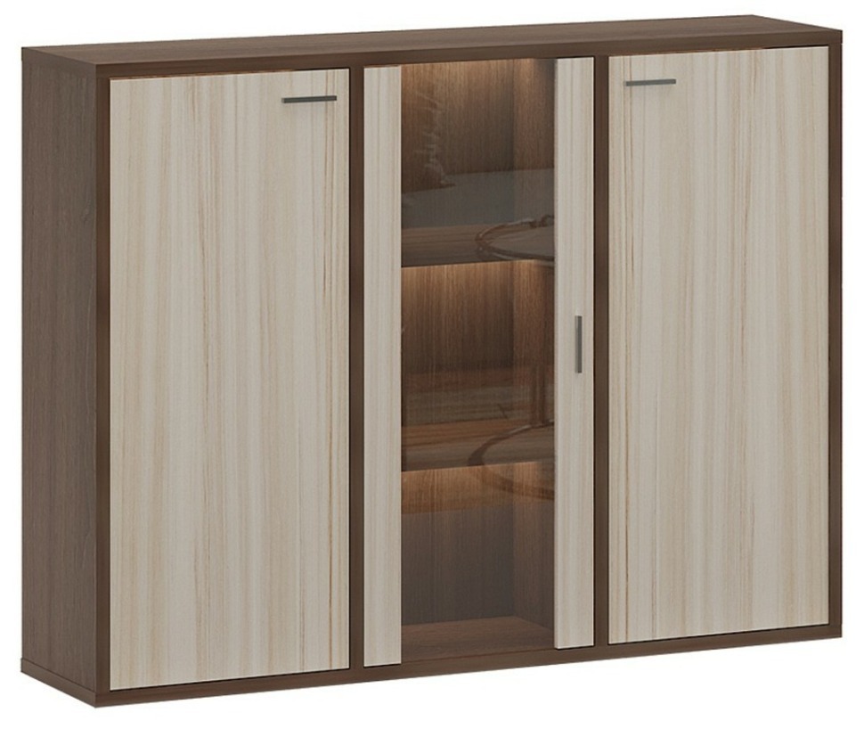 Фото Тумба-витрина Домино СУ(ш3в1)+2ФГ+1ФС MER_SUsh3v1-2FG-1FS-SHK-shamoni-CH-karamel - интернет-магазин МегаТерем в Москве