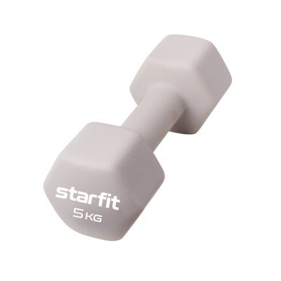 Гантель неопреновая STARFIT DB-201 5 кг, тепло-серый пастель (2103523)