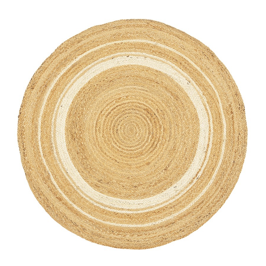 Фото Ковер из джута круглый с вставками белого цвета из коллекции ethnic, 90см (76014) - интернет-магазин МегаТерем в Москве