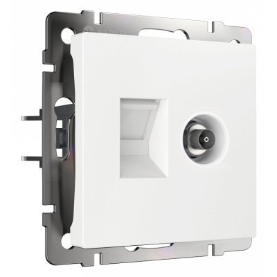 ТВ-розетка и розетка Ethernet RJ-45 без рамки Werkel белые W1181301 WRK_a056109