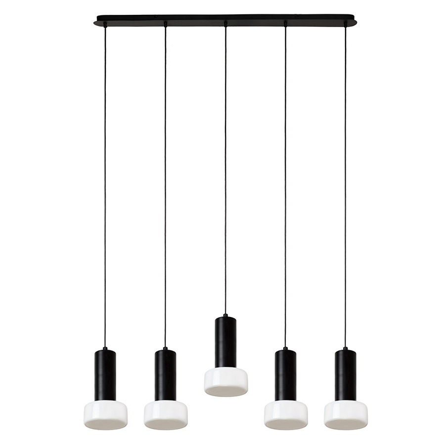 Фото Светильник подвесной каскадный fungus, D15х25 см, 5 плафонов, белый/черный (77492) - интернет-магазин МегаТерем в Москве