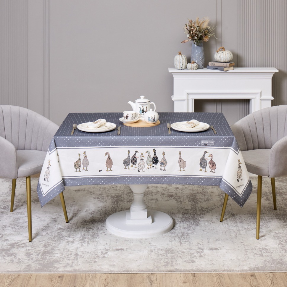 Фото Скатерть family farm 140х180см , 100% хлопок, графит, твил, пропитка Lefard (850-747-2) - интернет-магазин МегаТерем в Москве