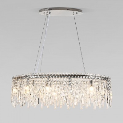 Подвесная люстра Eurosvet Blitz 60159/10 хром/ прозрачный хрусталь Strotskis EV_a065323