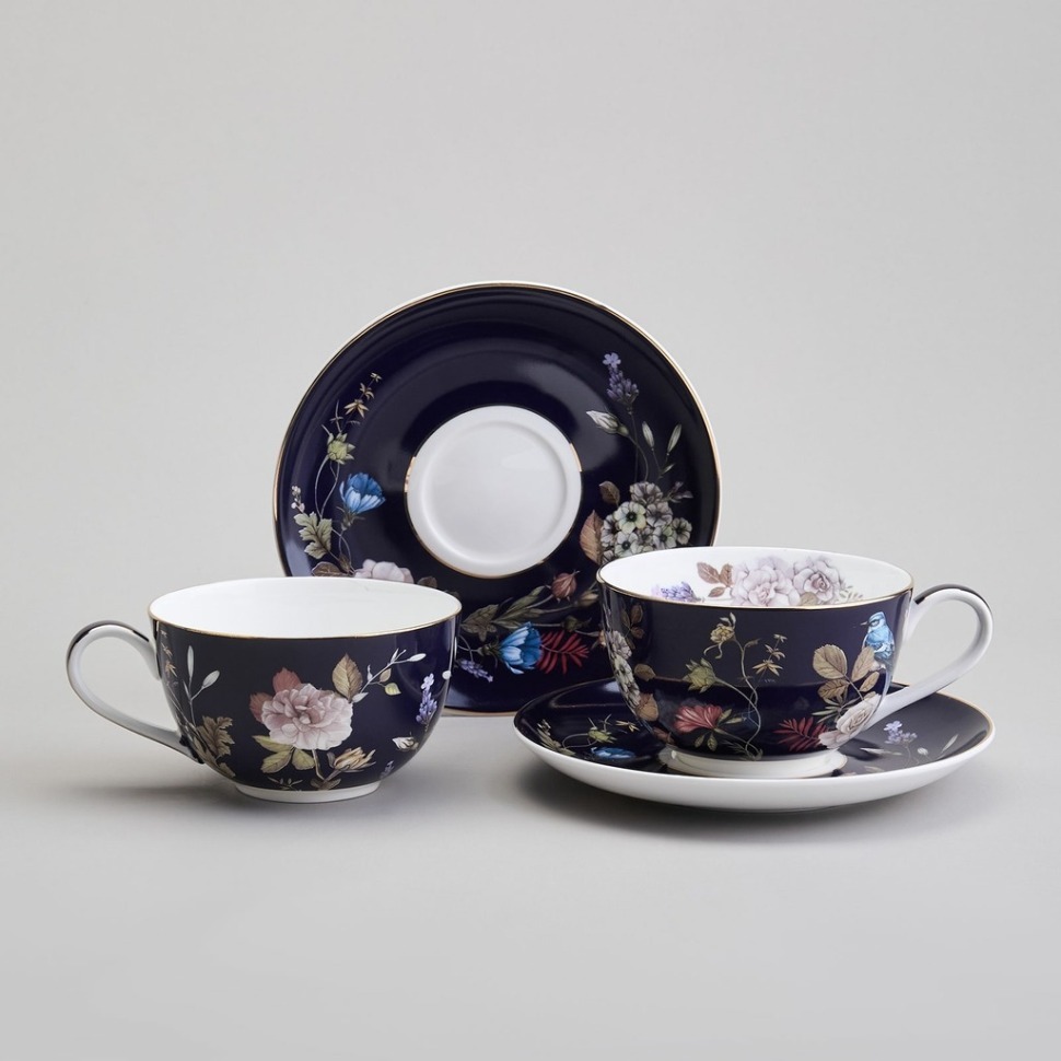 Фото Чайный набор lefard кобальт на 2 пер. 4 пр. 300 мл (86-2504-1)  - интернет-магазин МегаТерем в Москве