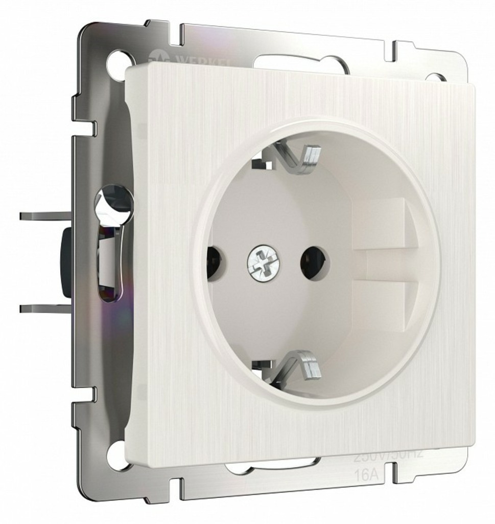 Фото Розетка с заземлением и со шторками, без рамки Werkel перламутровый рифленый W1171113 WRK_a051188 - интернет-магазин МегаТерем в Москве