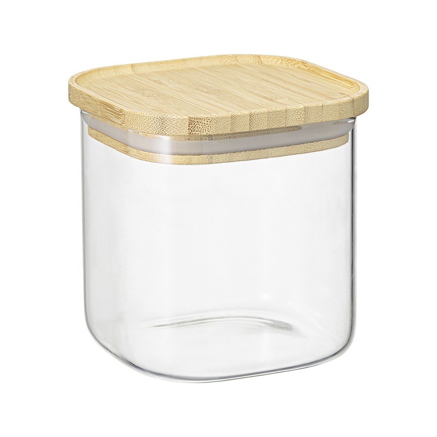 Фото Банка для хранения квадратная glass bamboo, 800 мл (77503) - интернет-магазин МегаТерем в Москве