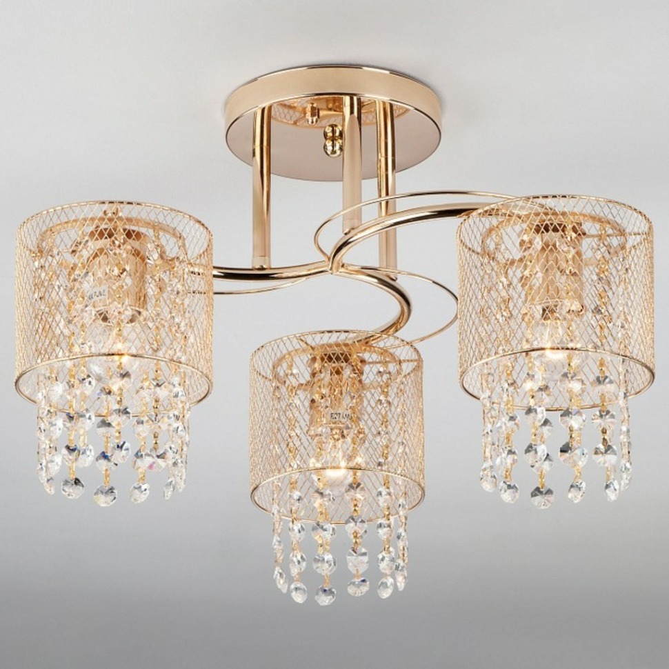 Фото Люстра на штанге Eurosvet Bonnie 30137/3 золото EV_84460 - интернет-магазин МегаТерем в Москве