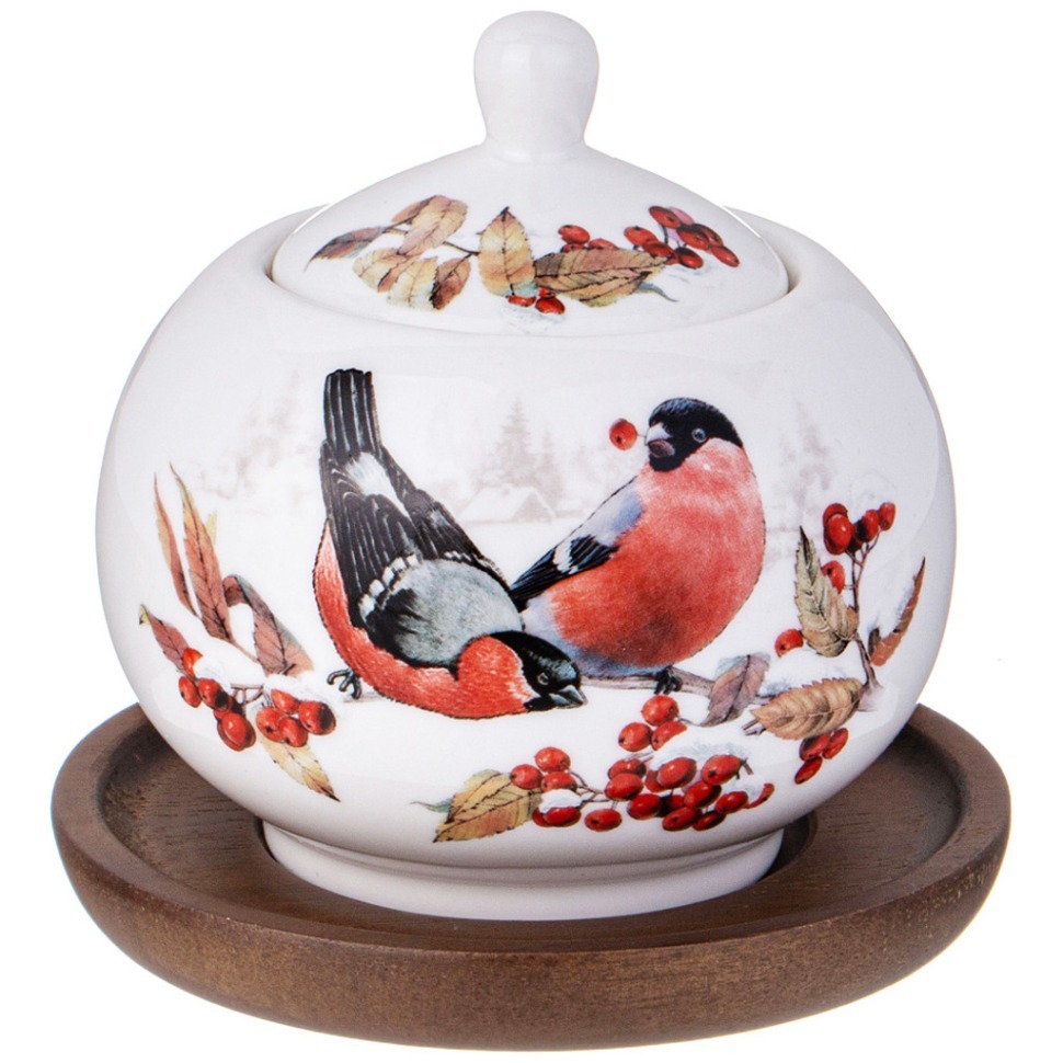 Фото Сахарница lefard лесная сказка снегири 380 мл на дерев. подставке (85-2024)  - интернет-магазин МегаТерем в Москве