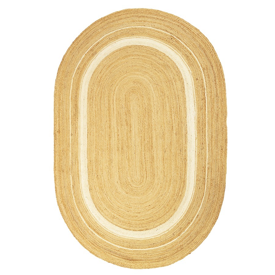 Фото Ковер из джута овальный с вставками белого цвета из коллекции ethnic, 160х230см (76015) - интернет-магазин МегаТерем в Москве