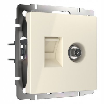 ТВ-розетка и розетка Ethernet RJ-45 без рамки Werkel слоновая кость W1181303 WRK_a056110