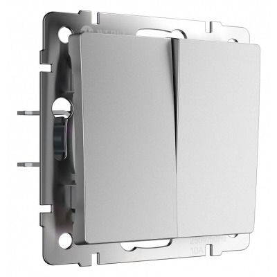 Выключатель двухклавишный без рамки Werkel серебряный матовый W1120065 WRK_a063609