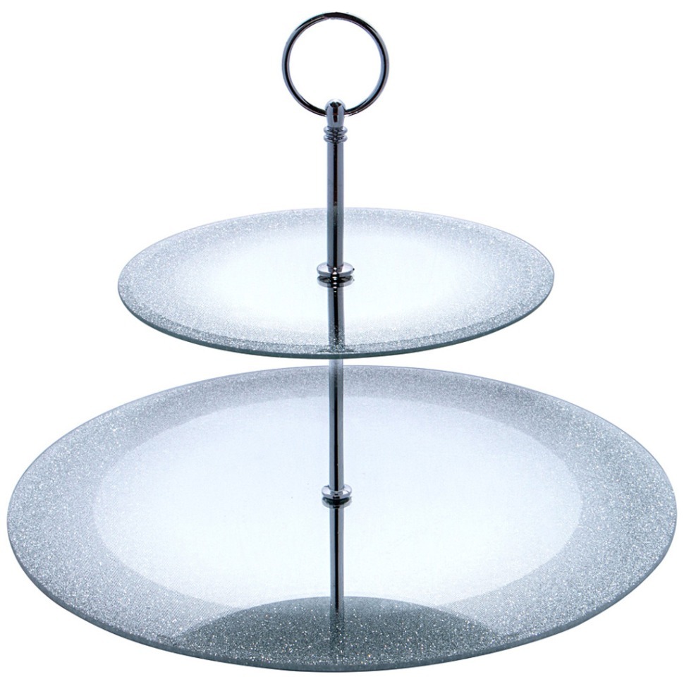 Фото Блюдо сервировочное 2-х ярусное silver mirror 19/30 см Agness (357-253-1) - интернет-магазин МегаТерем в Москве