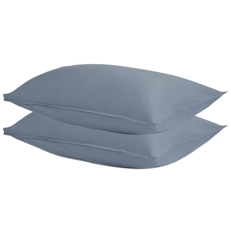 Фото Набор из двух наволочек из сатина джинсово-синего цвета с брашинг-эффектом из коллекции essential, 50х70 см (76090) - интернет-магазин МегаТерем в Москве