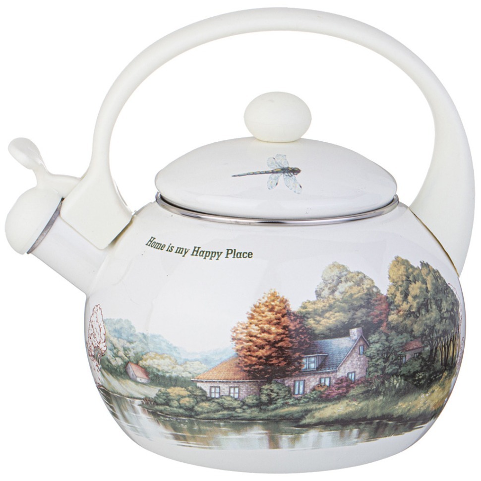 Фото Чайник agness эмалированный со свистком серия family house, 2,2 л (943-064)  - интернет-магазин МегаТерем в Москве