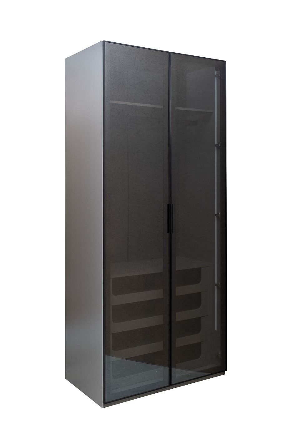 Фото GD-10012/1-6 Шкаф Alto двухд c выдвиж ящик, цвет серый Кобальт, дверцы стекло(тонир) 100*57*228.5см (TT-00014650) - интернет-магазин МегаТерем в Москве