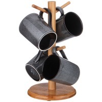 Набор кружек lefard "graphite" на дер. подставке 4 шт. 300 мл 11,5*8*9,5 см (474-232) 