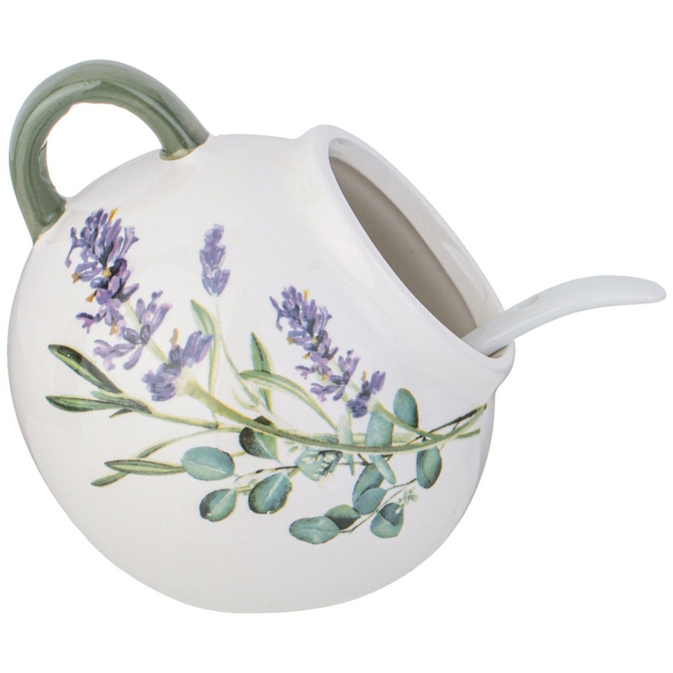 Фото Солонка с ложкой agness лаванда 9,5*10 см 170 мл (358-2158)  - интернет-магазин МегаТерем в Москве