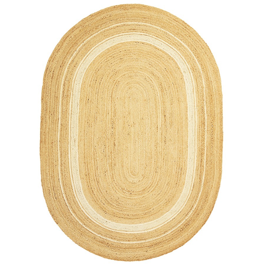 Фото Ковер из джута овальный с вставками белого цвета из коллекции ethnic, 200х300см (76016) - интернет-магазин МегаТерем в Москве