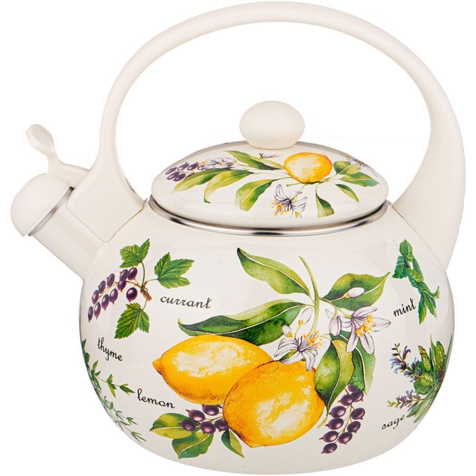 Фото Чайник agness эмалированный со свистком, серия секретные ингредиенты2,2л, индукционное дно (934-424)  - интернет-магазин МегаТерем в Москве