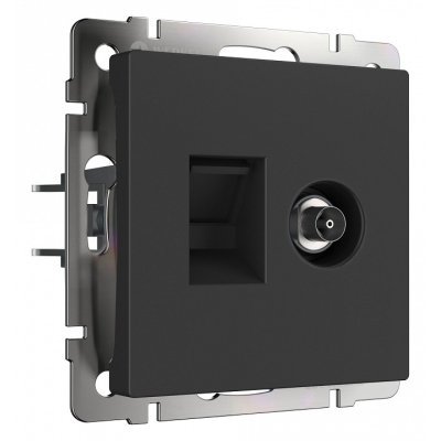 ТВ-розетка и розетка Ethernet RJ-45 без рамки Werkel черный матовый W1181308 WRK_a056112