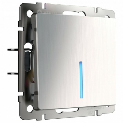 Выключатель одноклавишный с подсветкой без рамки Werkel глянцевый никель W1110102 WRK_a051080