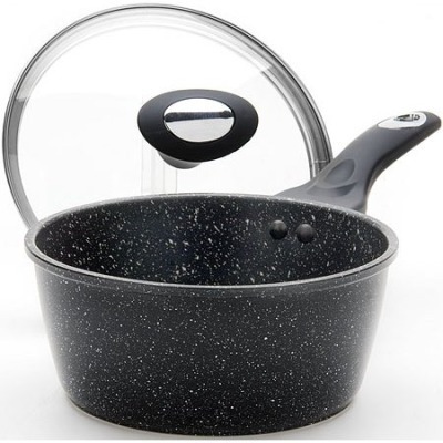 Ковш из алюминия 1,7л 18см с крышкой с антипригарным покрытием (25074)