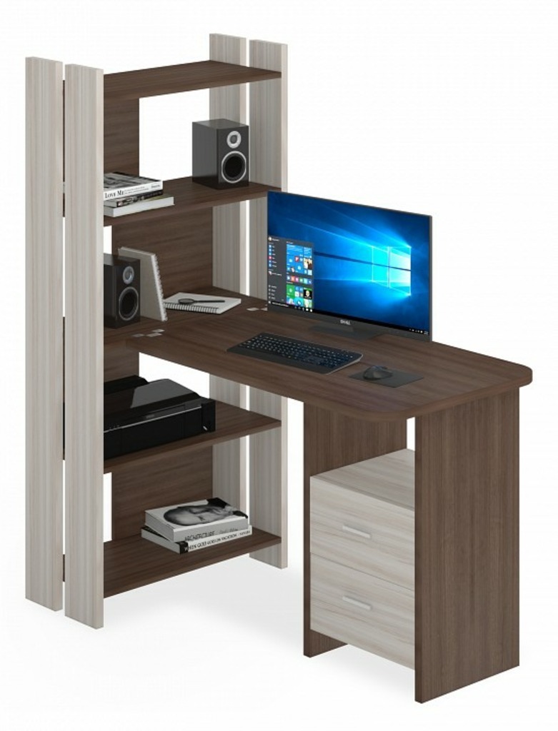 Фото Стол компьютерный Домино Lite СТЛ-ОВ+С100Р MER_STL-OV-S100RPryam_KSH - интернет-магазин МегаТерем в Москве