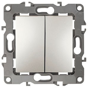 Фото Выключатель двухклавишный без рамки Эра Эра 12 12-1004-15 ER_B0019314 - интернет-магазин МегаТерем в Москве