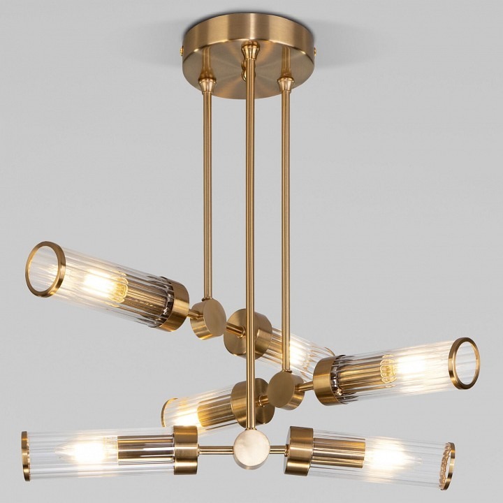 Фото Люстра на штанге Eurosvet Oriens 60166/6 латунь EV_a068071 - интернет-магазин МегаТерем в Москве