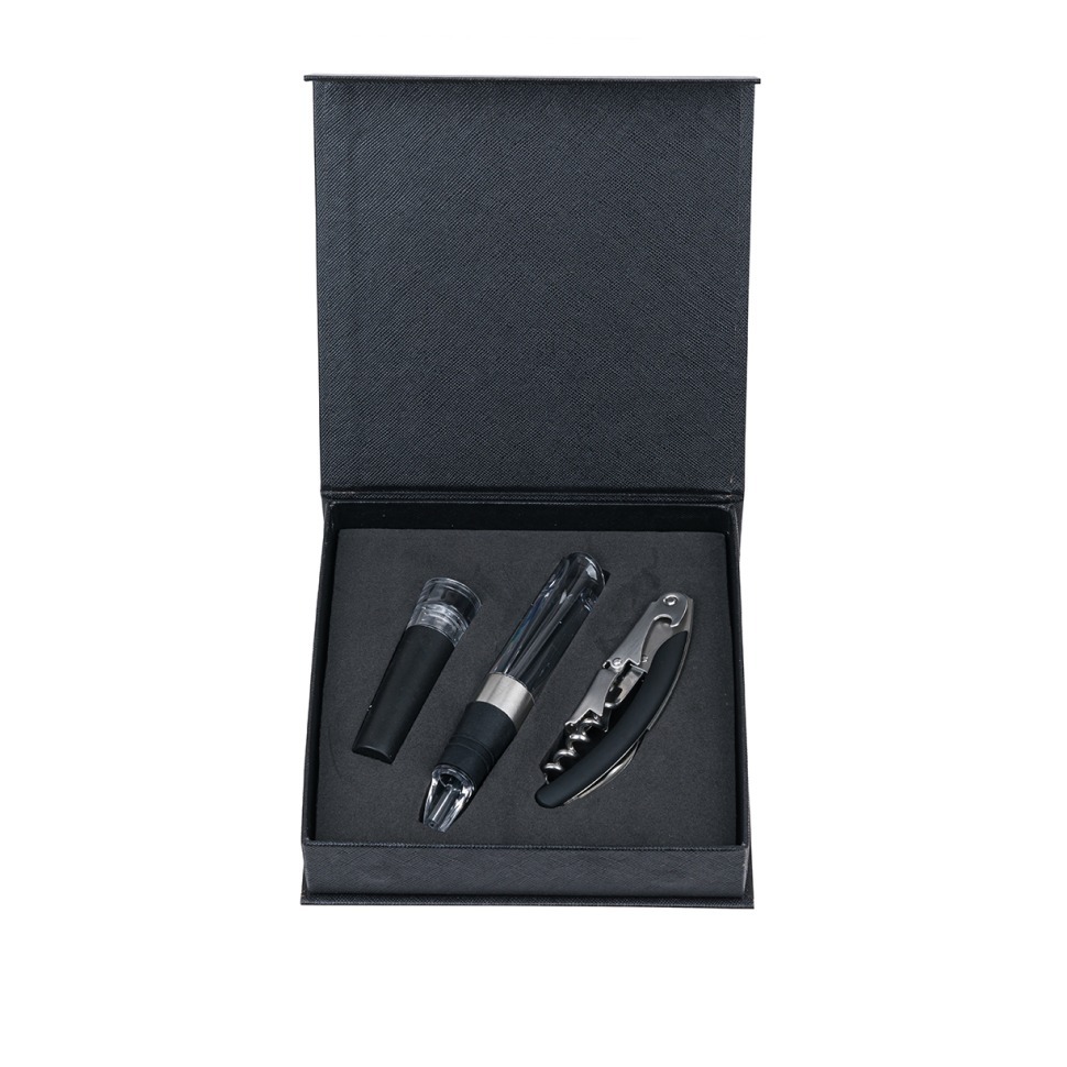 Фото Подарочный набор из 3-х барных аксессуаров (аэратор для вина, штопор, винная пробка) HJ-WGS07 - интернет-магазин МегаТерем в Москве