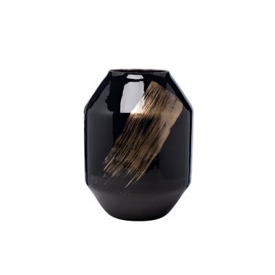 Ваза стеклянная черная с золотом d22*30см (TT-00007805)