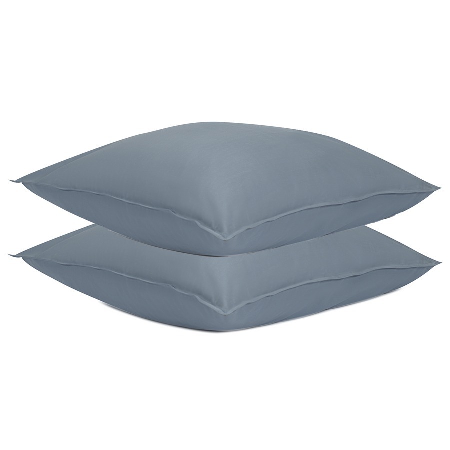 Фото Набор из двух наволочек из сатина джинсово-синего цвета с брашинг-эффектом из коллекции essential, 70х70 см (76091) - интернет-магазин МегаТерем в Москве