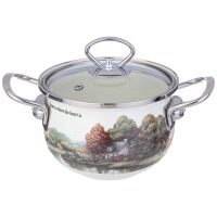 Кастрюля agness эмалированная со стеклянной крышкой серия "family house", 1,5 л диа.16см (943-065) 
