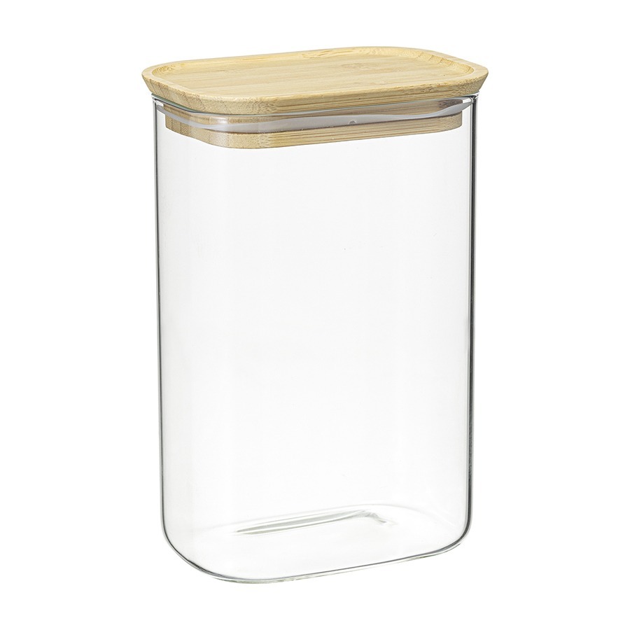 Фото Банка для хранения прямоугольная glass bamboo, 1,3 л (77505) - интернет-магазин МегаТерем в Москве