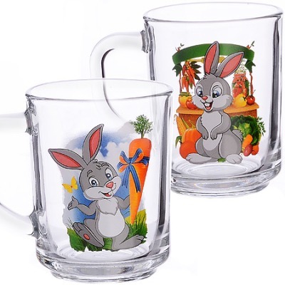 Кружка для чая 200мл"Зайцы мультяшки" (335-Д-2)
